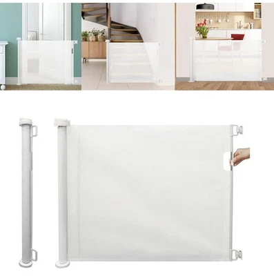 Portable Baby & Pet Safety Gate White Stair Barrier Adjustable 80x150cm - Image 1 of 4