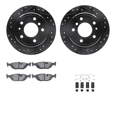 For BMW 735i 85-86 Drilled & Slotted Rear Brake Kit w Euro Ceramic Pads - Image 1 of 3