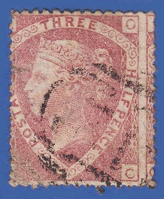 GB QV 1870 1.5d LAKE RED PLATE 3 OC SG52 USED LARGE MISPERF - Image 1 of 2