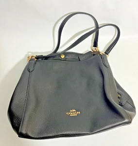 Coach Hallie Schultertasche Pebble Leder - Schwarz/Gold F80268 - Bild 1 von 11