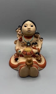 Vintage Signed Cleo Teissedre Native American Hand Painted Storyteller Figurine - Picture 1 of 12