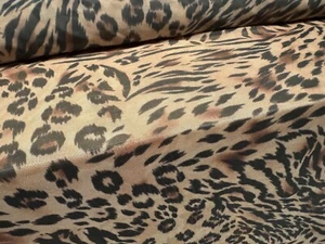 Power Mesh Net Stretch Spandex Fabric, Per Metre - Zebra & Leopard Print - Nude - Picture 1 of 4