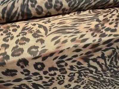Power Mesh Net Stretch Spandex Fabric, Per Metre - Zebra & Leopard Print - Nude - Image 1 of 4
