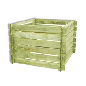 Compostiera in legno di pino FSC, 100x100x65 cm, per rifiuti umidi domestici - Foto 1 di 3