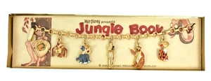 VINTAGE 1960s JUNGLE BOOK CHARM BRACELET DISNEY Gold Tone Jewelry Original Toy - Picture 1 of 8