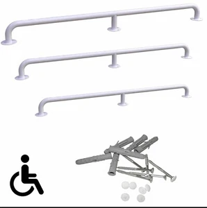 Mango de bañera mango de ducha mango de sujeción recto mango de apoyo 110-180 cm blanco - Imagen 1 de 16