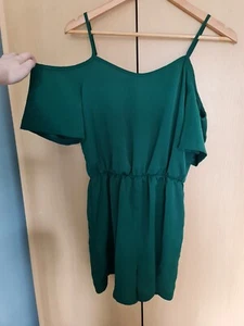 Shein size S green playsuit one piece off-shoulder shorts strappy elastic waist - Picture 1 of 12
