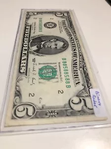 1988 $5 《Binary Radar Number 88588588 发发我发发完再发》Federal Reserve Note, Rare! - Picture 1 of 3