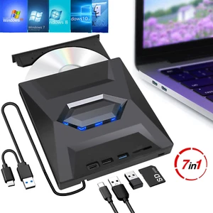 External CD DVD Drive USB 3.0 Writer Burner Player for PC Laptop Windows 11 10 - Picture 1 of 9