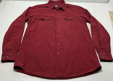 Vtg Eddie Bauer Mens XLT Faded Chamois Cloth Double Pocket Button Shirt Red