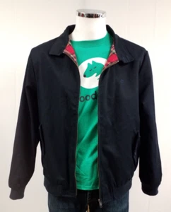 MENS MERC LONDON CLASSIC TARTAN LINED HARRINGTON BOMBER JACKET NAVY BLUE XL 48" - Picture 1 of 16