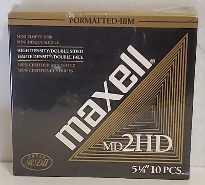 Mini disquete de doble cara de alta densidad para computadora Maxell MD 2HD 5-1/4" caja de 10 Foto 1 de 4