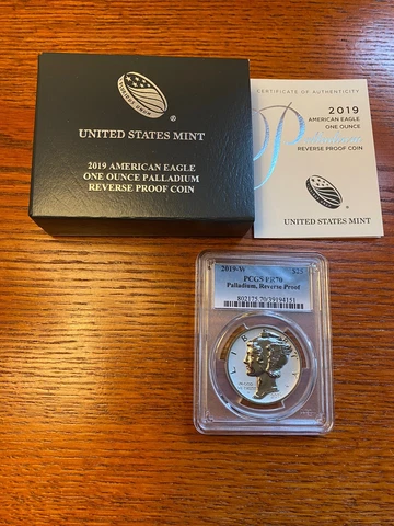 Palladium Reverse Proof Coin 2019 PCGS PR70 PR 70 Cover