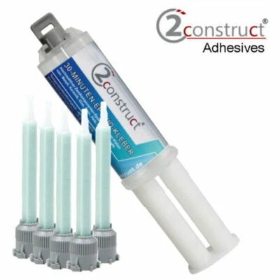 30 Min Epoxy Epoxid Klebstoff 25g Spritze 5x Mischdüse 2Construct - Bild 1 von 3