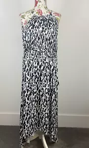 Decjuba dress women's maxi blue white halter sleeveless under bust tie Size 10 - Picture 1 of 13