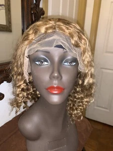 Deep Wave Ombre farbiges Highlight 100 % Echthaar Lace Front Perücke 16 Zoll - Bild 1 von 13