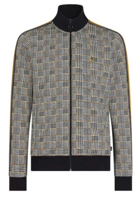 Mens Merc London Retro Prince of Wales Check Zip Up Track Top Wilkinson - Black - Image 1 of 2