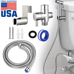 Stainless Steel Bidet Spray Shower Head Toilet Adapter Hose Kit Shattaf Handheld - Picture 1 of 12