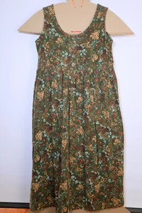 Vtg Pinwale Corduroy Green Floral Midi Dress Shift Pinafore Jumper Approx S.2X - Picture 1 of 14