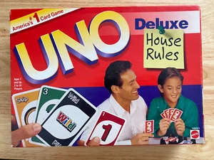 1998 MATTEL UNO DELUXE HOUSE RULES FAMILY CARD GAME - Picture 1 of 3