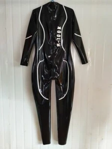 Latex Rubber Catsuit Schwarz Cool Bodysuit Gummi Poliert Cozy Ganzanzug S-XXL - Picture 1 of 3