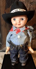 VTG BUDDY LEE Doll with Cowboy Hat, Chambray Shirt & Red Bandana Lee Jeans RARE