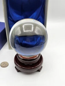 LONGWIN 4 Inch Clear Crystal Ball Meditation Sphere With Stand And Box - Picture 1 of 7