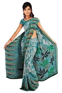 Drishti Georgette bedruckter lässiger Sari Bauchtanz Stoff - Bild 1 von 1