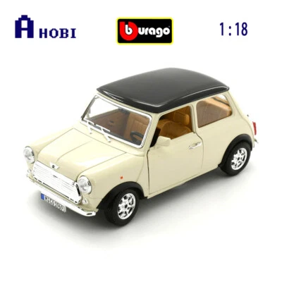Bburago 1:18 Scale 1969 Mini Cooper Diecast Model Car Beige With Black Roof - Image 1 of 2