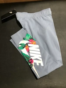 Nike Girl's TIGHT FIT Athletic Pants Legging (Size XS) Gray w/ Floral AV9998-44 - Picture 1 of 9