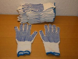 12 Paar Arbeitshandschuhe mit Noppen / Baumwolle Grobstrick Weiß Größe 9-10 NEU - Bild 1 von 3