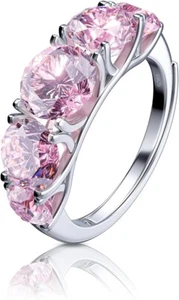 Womens 925 Sterling Silver Adjustable Engagement Ring 3.6ct Pink Moissanite Gift - Picture 1 of 6