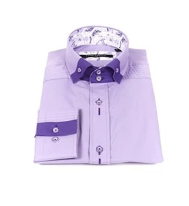 Guide London Stylish Shirt Lilac Purple Trim Floral Small S Smart LS72684 Sale - Picture 1 of 1