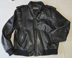 Vintage Members Only Leather Racer Bomber Jacket 44 - Picture 1 of 22