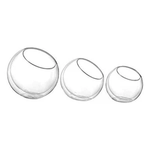 Double Wall Glass Slant Bowls Dia 6/5/4.5 Inch, Glass Terrarium, Globe Plant - Picture 1 of 5