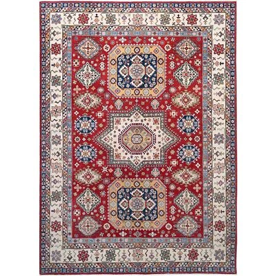 9'x12'4" Rufous Red Kazak Large Medallions Wool Hand Knotted Oriental Rug G86801 - Image 1 of 4