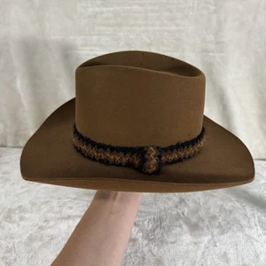 Vtg Resistol Stagecoach Brown Western Rancher Cowboy Hat Self Conforming Sz7-1/8 - Picture 1 of 14