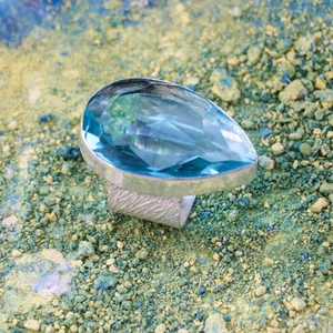 Blauer TOpaz Ring 925 Sterling Silber Handarbeit Vintage Boho Schmuck "8 - Bild 1 von 5