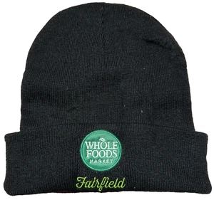 Gorro Whole Foods Employee Cuff Negro Miembros del Equipo Verde Logo Fairfield - Imagen 1 de 3