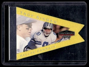 Troy Aikman 1998 Playoff Contenders Pennants Felt Yellow Insert #20 Dallas - Picture 1 of 2