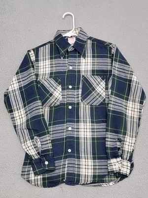 Camisa de franela Big Mac vintage para hombre pequeña verde azul ropa de trabajo a cuadros JC Penney años 90 Foto 1 de 4