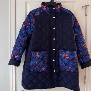 NWOT Pioneer Woman - Quilted Navy Floral  Long Coat Sz L - Picture 1 of 8