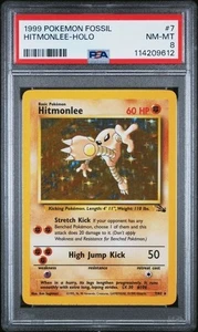 HITMONLEE - PSA 8 - HOLO 1999 POKEMON FOSSIL #7 - Picture 1 of 2