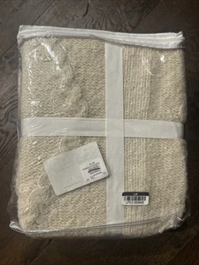 POTTERY BARN DIAMOND CABLE KNIT THROW BLANKET, 50 x 60 ~ HEATHERED OATMEAL - Picture 1 of 2