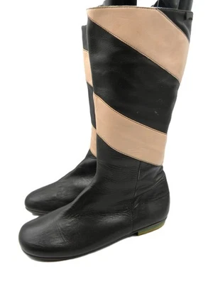 Botas Altas Camper Cuero Marrón y Beige Estilo Pies de Pato Cremallera Lateral Plana Talla 39 Foto 1 de 4