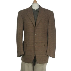 CANALI Mens Wool Cashmere Luxury Blazer Brown Check Single Breasted Size EU 52R - Picture 1 of 13
