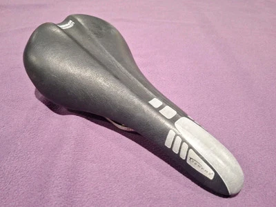 VGC Black Serfas Kamber leather Men MTB Saddle CrN Ti titanium rails L.280 W.135 - Image 1 of 4