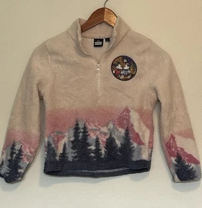 Disney Mickey & Minnie Mouse Girls Fleece Pullover 1/2 Zip Youth Size Med Pink - Picture 1 of 8