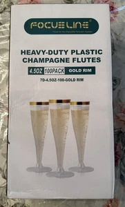FLAUTI CHAMPAGNE FOCUSLINE MAI APERTI confezione da 100 flauti in plastica trasparente 4,5 oz - Foto 1 di 3