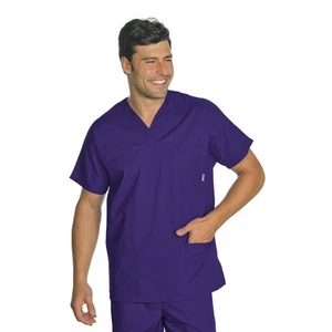 Casacca Unisex Blu Collo a V Isacco Cotone | Infermiere Medico - Foto 1 di 1